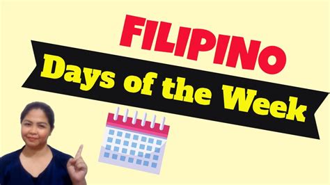 days of the week tagalog|Tagalog lessons: Days of the week .